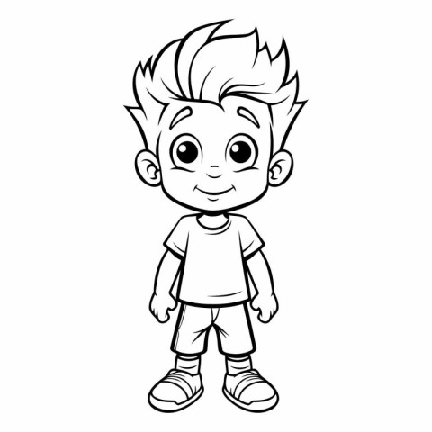 Cute Little Boy Cartoon Mascot Character Vector Illustration.