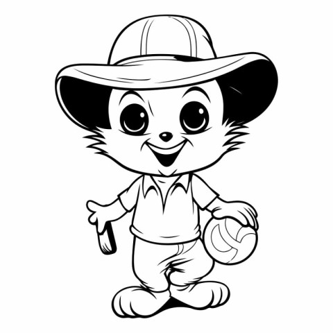 Cute Cartoon Animal Mascot Character With Baseball Ball - Colori