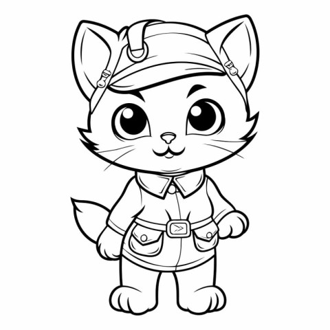 Black and White Cartoon Illustration of Cute Fox Animal Characte