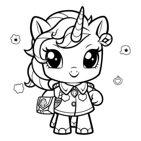 Coloring book for children: Unicorn girl. Coloring page.