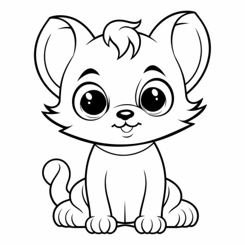 Cute Cartoon Cat - Coloring book for children