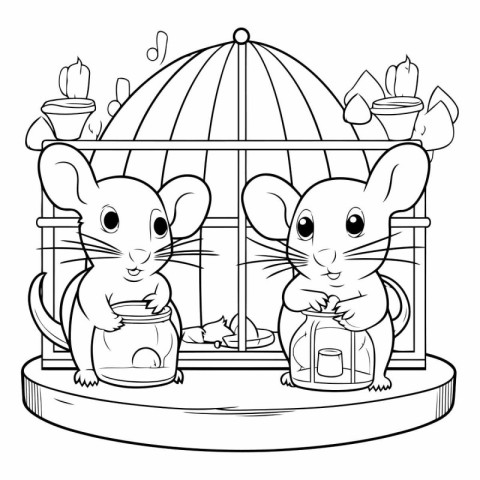 mouse in a cage. Coloring book for children