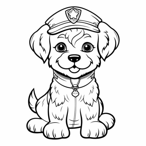 Cute dog in a pilot's cap. Cartoon vector illustration.