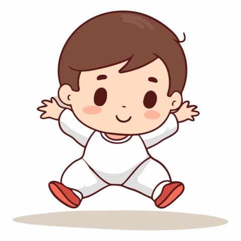 Cute little boy running cartoon vector illustration. Cartoon boy