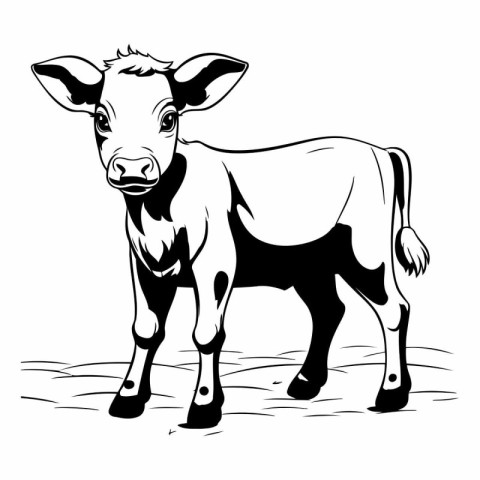 Vector image of a cow on a white background. Farm animal.