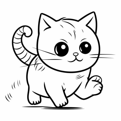 Cartoon Illustration of Cute Cat Animal Character for Coloring B