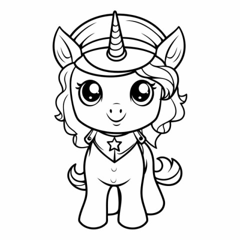 Coloring book for children: Unicorn. Cartoon style.