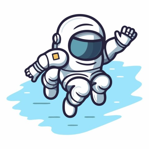 Astronaut flying in the water of a cartoon astronaut.