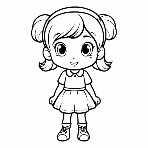 Cute little girl for coloring book or page.