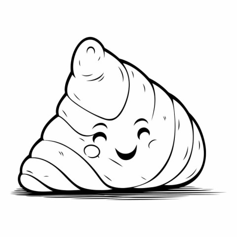 Illustration of Cute Cartoon Snail - Black and White Cartoon Sty