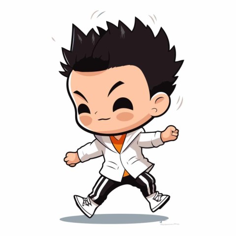 Cute boy running cartoon vector illustration isolated on a white