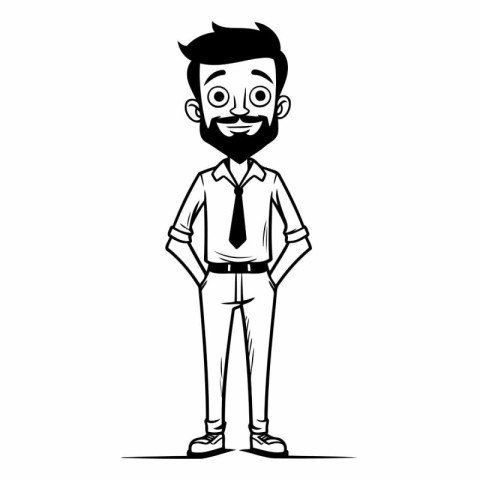 Businessman cartoon in black and white vector illustartion graph