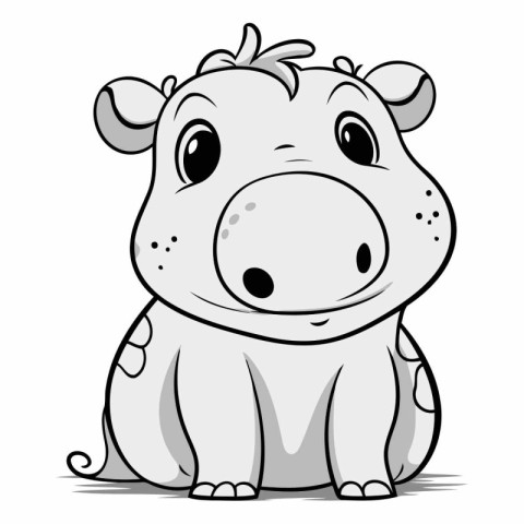 Illustration of a Cute Cartoon Hippo on a white background