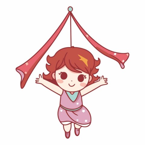 Cute little girl playing with a hammock.