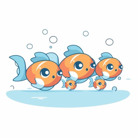 Cute cartoon fish isolated on a white background.