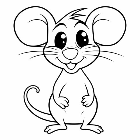 Black and White Cartoon Illustration of Mouse Animal Character f