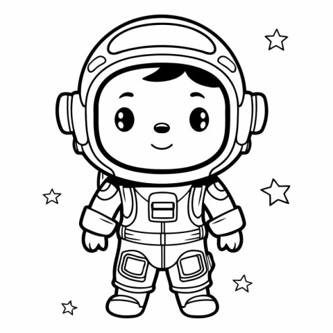 Coloring book for children: astronaut in space suit.