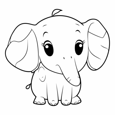 Cute Cartoon Elephant - Coloring book for kids (vector)