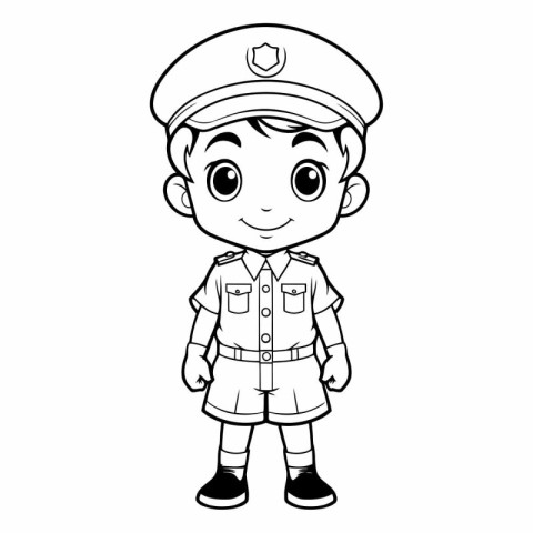 Illustration of a Cute Little Boy in Sailor Costume - Coloring B