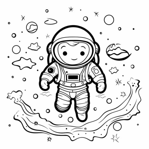 Astronaut in space. Coloring book for children.