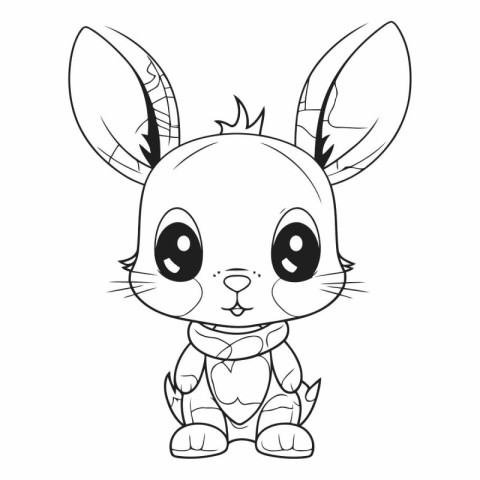 Cute cartoon bunny. Black and white vector illustration for colo