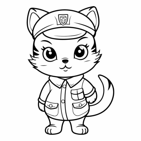 Black and White Cartoon Illustration of Cute Cat Animal Characte