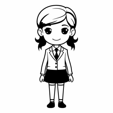 Cute school girl cartoon vector illustration graphic design vect