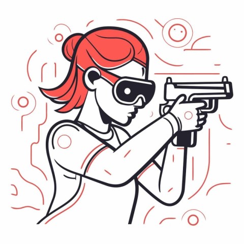 Girl with a gun in his hand of a woman with a gun.