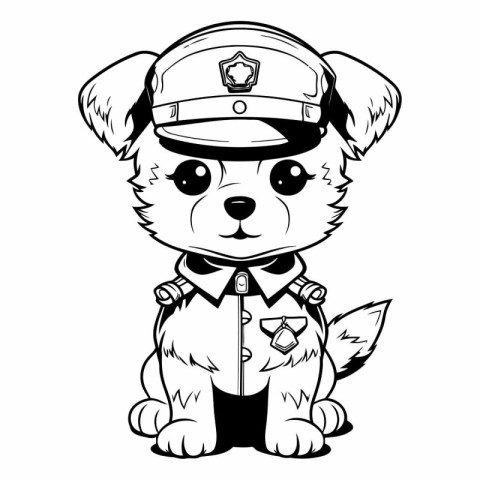 Cute cartoon dog police in uniform for your design