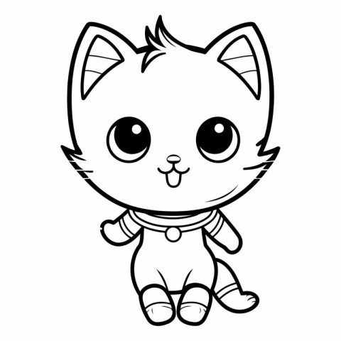 Cute Cartoon Cat Vector Illustration. Coloring Book for Kids