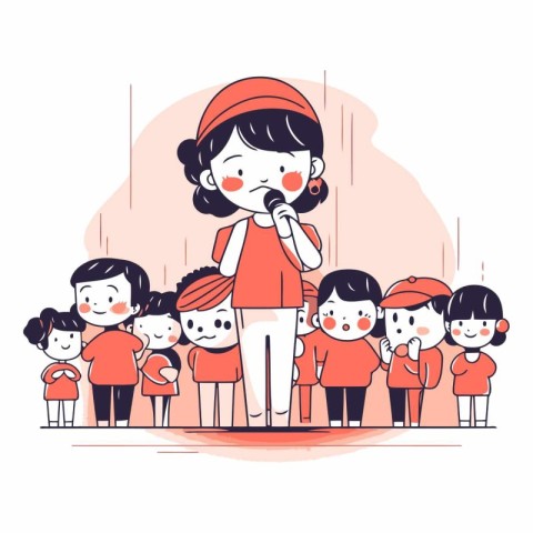 Illustration of a Girl Talking to Her Family