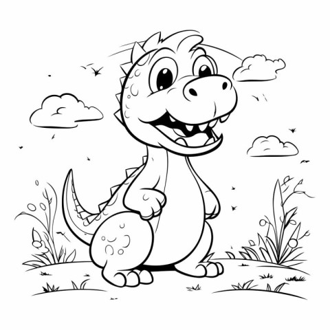 Coloring Page Outline Of Cute Dinosaur Cartoon Character Vector