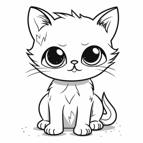 Cute cartoon cat isolated on a white background.