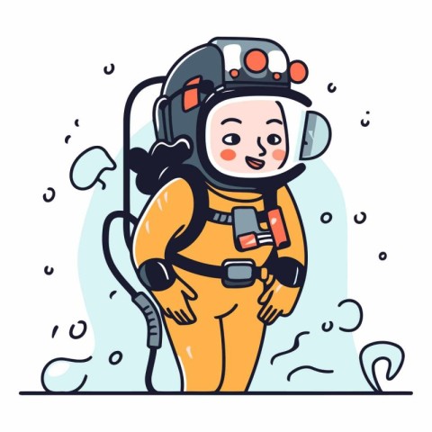 Astronaut in space suit in cartoon style.