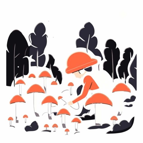 Mushroom garden in a flat design style.