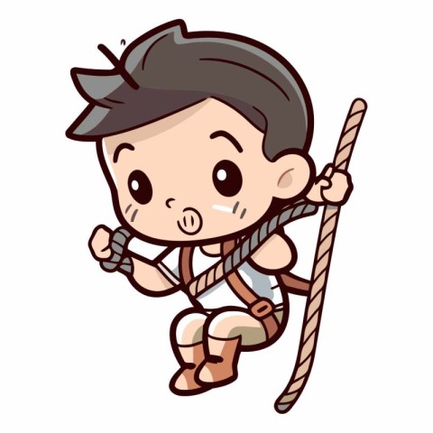 Cute little boy in bow and arrow. Vector clip art.