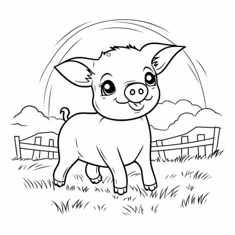 Coloring Page Outline Of Cute Pig Farm Animal Cartoon Character