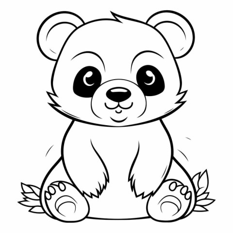 Coloring Page Outline of a Cute Panda Cartoon Character