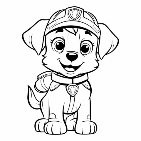 Black and White Cartoon Illustration of Cute Puppy Dog for Color