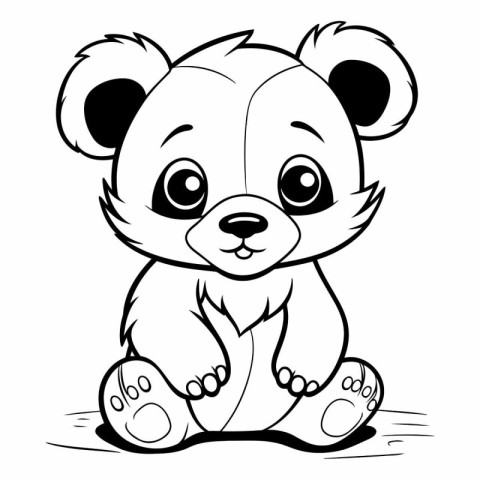 Black and White Cartoon Illustration of Cute Teddy Bear Animal C