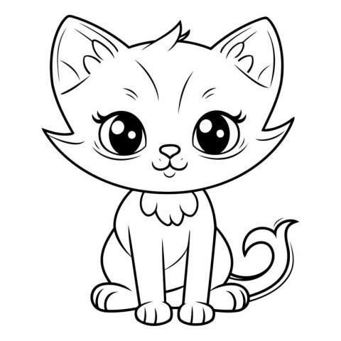 Cute cat - Coloring book for kids.