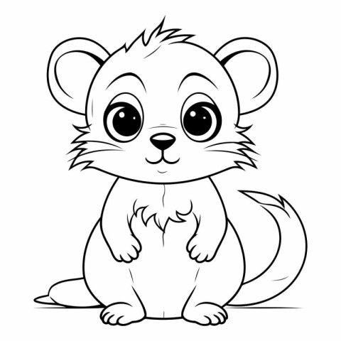 Cute hamster - black and white vector illustration for coloring