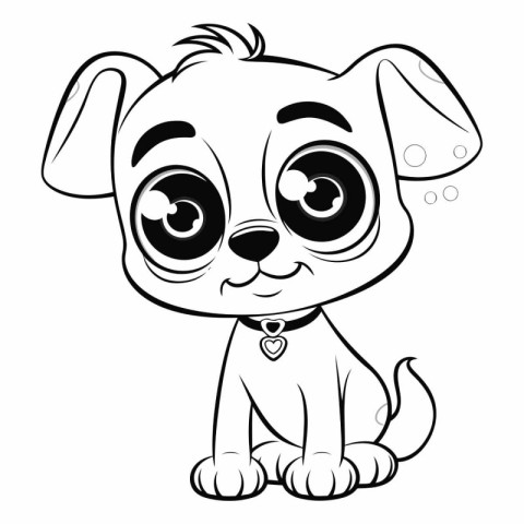 Cute dog. Black and white vector illustration for coloring book.