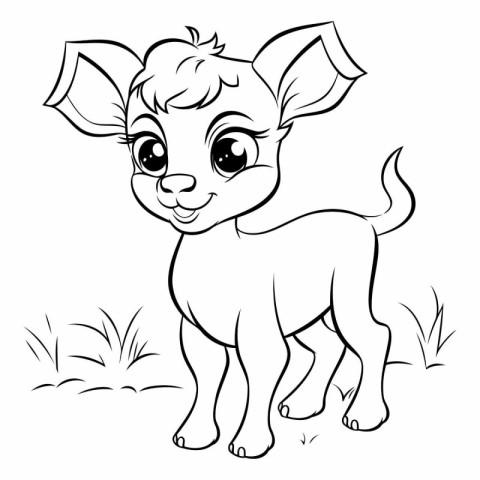 Cute little baby deer. Coloring book page for kids.