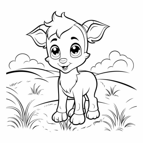 Coloring Page Outline Of a Cute Little Baby Cow Cartoon Characte