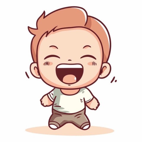 Cheerful Baby Boy Vector. Cute Cartoon Character Illustration