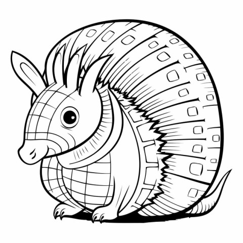 Black and White Cartoon Illustration of Armadillo Animal for Col