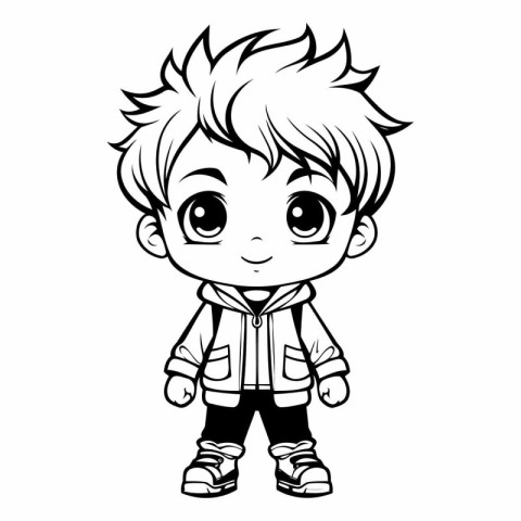 Cute Little Boy Cartoon Mascot Character Vector Illustration.