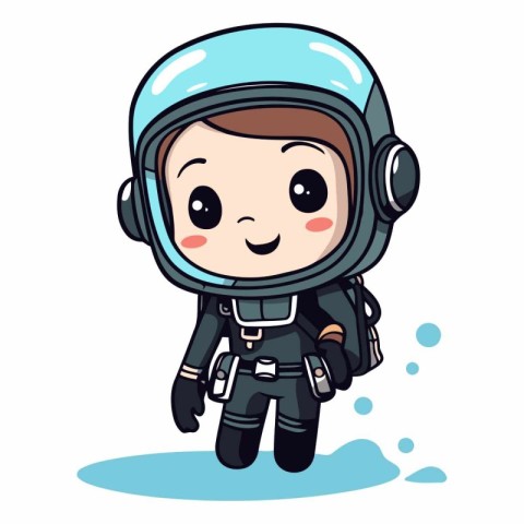 Cute astronaut boy in spacesuit. Cartoon style.