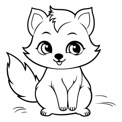 Black and White Cartoon Illustration of Cute Fox Animal Characte